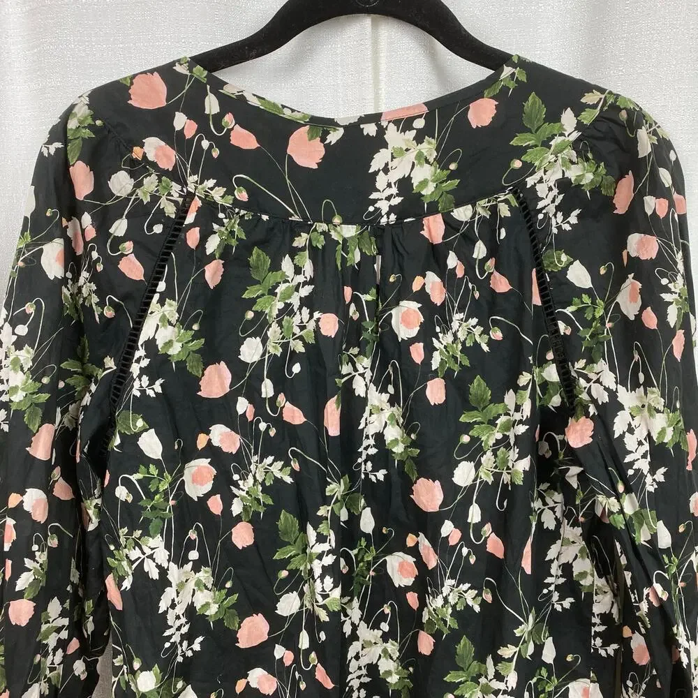 J.Crew x Liberty of London Black Floral Poppy Dream Peasant Blouse Sz.S